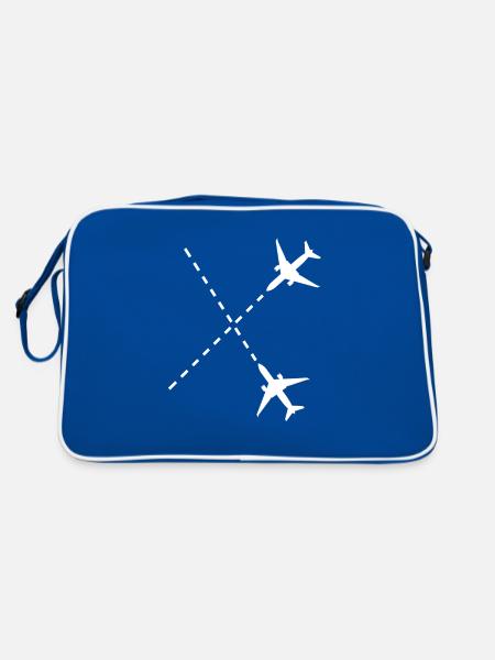 Airplanes Aircraft Drone Pilot Gift - Retro Bag - blue/white - Back