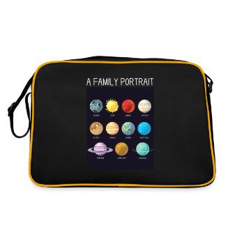 Weltraum Nerd Sonnensystem Planeten Sonne Mond - Retro Tasche - Schwarz/Gold - Hinten