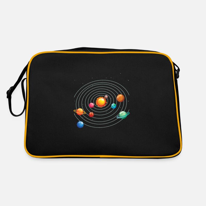 Sonnensystem Ich liebe meinen Planeten - Retro Tasche - Schwarz/Gold