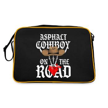 Highway Trucker Truck Driver Asphalt Cowboy On - Retro Bag - black/gold - Back