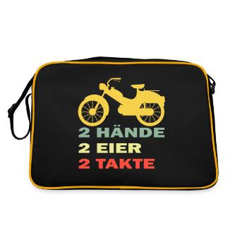 lustiges Mofa Moped 2 Hände 2 Eier Zwei Takte - Retro Tasche - Schwarz/Gold - Hinten