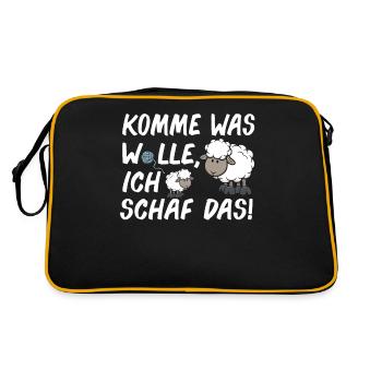 Komme Was Wolle Ich Schaf Das lustige Schäfer - Retro Tasche - Schwarz/Gold - Hinten