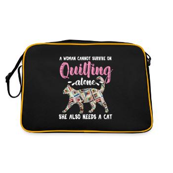 Quilting Quilt Cat Pet Animal Crafting Gift - Retro Bag - black/gold - Back