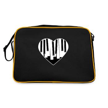 Piano Coeur Pianiste Musicien Piano Player Musique - Sac Retro - noir/or - Dos