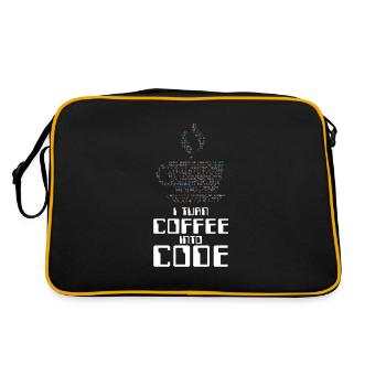 I Turn Coffee Into Code Coder Coding HTML Gift - Retro Bag - black/gold - Back