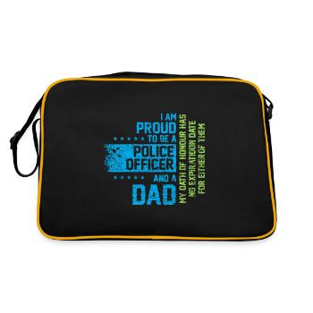 Polizist Papa Papa Vater Polizist Geschenk - Retro Tasche - Schwarz/Gold - Hinten