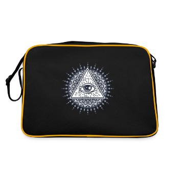 Illuminati Verschwörung Freimaurer Dreieck Mandala - Retro Tasche - Schwarz/Gold - Hinten