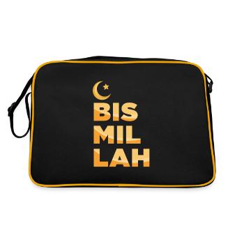 Bismillah Muslim Allah Islam Mosque La Mecque Hajj - Sac Retro - noir/or - Dos