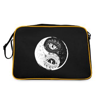 Drachenauge Yin Yang China Harmonie Taoismus Zen Geschenk - Retro Tasche - Schwarz/Gold - Hinten