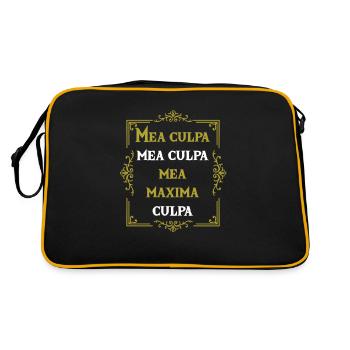 Mea Culpa Gott Religion Jesus Christus Kirche Glaube - Retro Tasche - Schwarz/Gold - Hinten