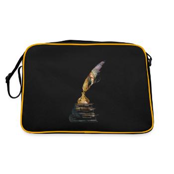 Book book stack with inkwell vintage design - Retro Bag - black/gold - Back