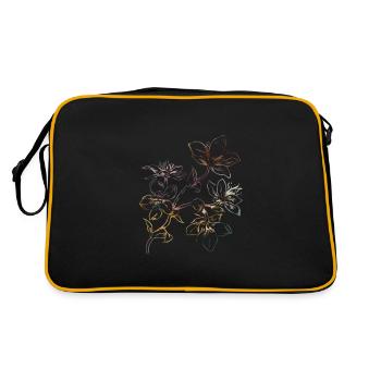 wunderschöne Blumen - Retro Tasche - Schwarz/Gold - Hinten