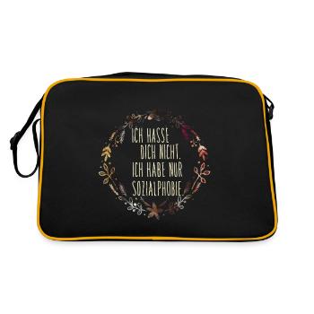 I do not hate you. I only have a social phobia. - Retro Bag - black/gold - Back