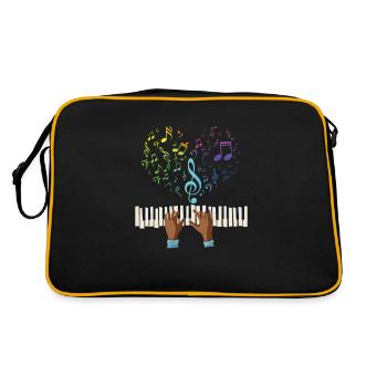 Piano Coeur Notes De Musique Treble Clef Piano - Sac Retro - noir/or - Dos