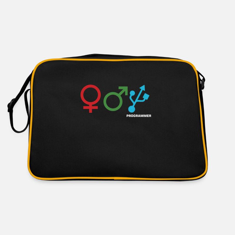 Programmieren von Entschlüsselungscodes Computertechniker - Retro Tasche - Schwarz/Gold