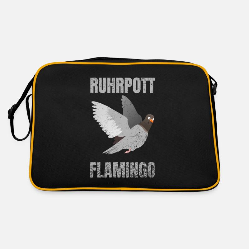Ruhrpott Flamingo Dortmund Geschenkidee - Retro Tasche - Schwarz/Gold