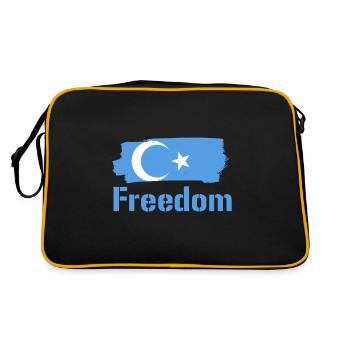 Freiheit für Uiguren Flagge mit Text - Retro Tasche - Schwarz/Gold - Hinten