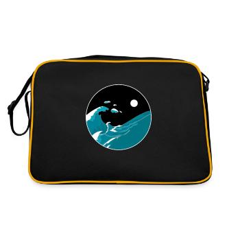 Wellen Yin Yang Mond Nacht Ozean Harmonie Strand Geschenk - Retro Tasche - Schwarz/Gold - Hinten