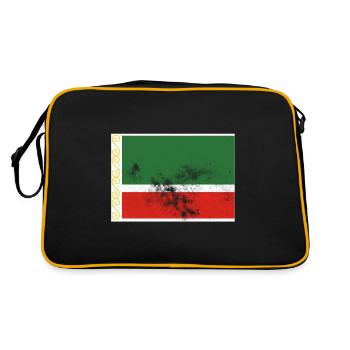 Chechnya Tschetschenische Flagge Vintage Effekt - Retro Tasche - Schwarz/Gold - Hinten