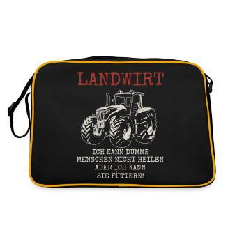 Landwirt Geschenk Landwirtschaft , Traktor Spruch. - Retro Tasche - Schwarz/Gold - Hinten