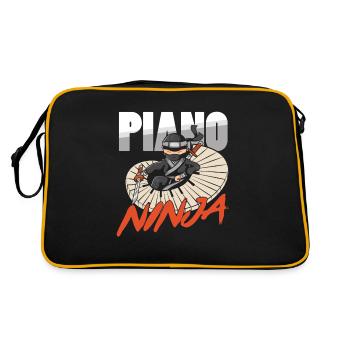 Piano Ninja Pianiste Piano Player Musicien Musique - Sac Retro - noir/or - Dos