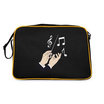 Conductor Orchestra Instrument Notes Music Gift - Retro Bag - black/gold - Back
