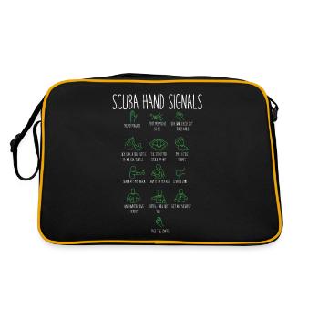 Diver hand signals, diving water sport - Retro Bag - black/gold - Back