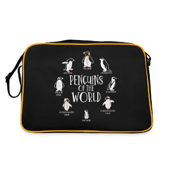 Pingouins du monde, manchot royal, oiseaux Antarctique - Sac Retro - noir/or - Dos