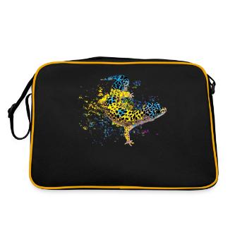 Wasserfarben Gecko Reptil, Reptilienzüchter - Retro Tasche - Schwarz/Gold - Hinten