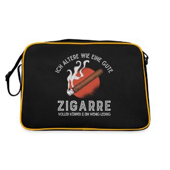 Ich altere wie eine gute Zigarre, Zigarren - Retro Tasche - Schwarz/Gold - Hinten