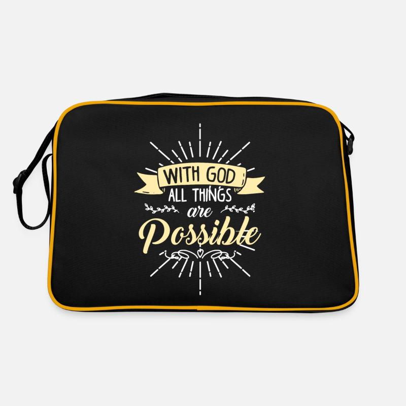 Bibelverse, Psalm, Bibelstunde, Kirchensonntag - Retro Tasche - Schwarz/Gold