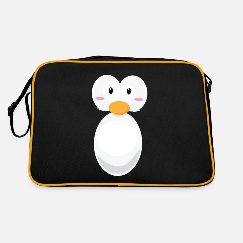 Pinguin Kostüm, Pinguine, süsser Pinguin - Retro Tasche - Schwarz/Gold