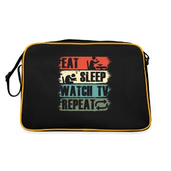 Eat Sleep Watch TV Television Movie Show Cadeau - Sac Retro - noir/or - Dos