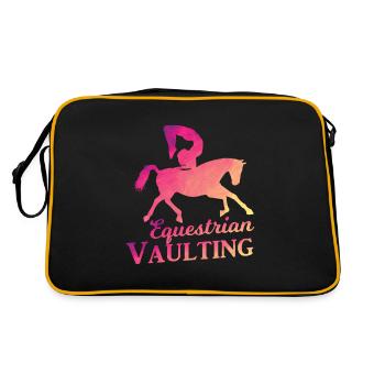 Reiten Vaulting Reiten Tier Sport Geschenk - Retro Tasche - Schwarz/Gold - Hinten