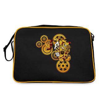 Steampunk, Mechanical Heart - Retro Bag - black/gold - Back