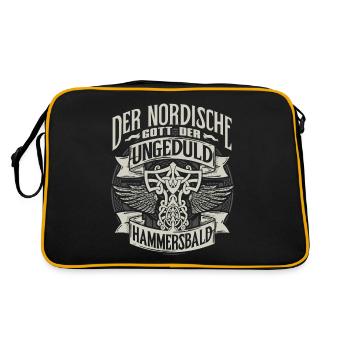 Nordische Gott Hammersbald, Wikinger - Retro Tasche - Schwarz/Gold - Hinten