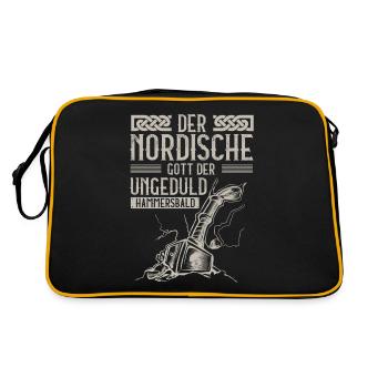 Wikinger, Nordische Gott der Ungeduld, Hammersbald - Retro Tasche - Schwarz/Gold - Hinten