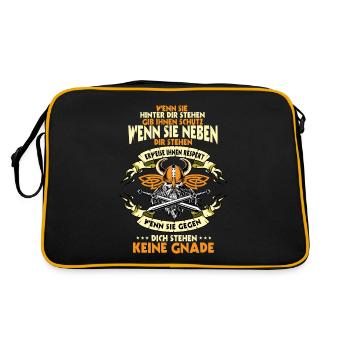 Wikinger, Valhalla, Viking, Nordmann - Retro Tasche - Schwarz/Gold - Hinten
