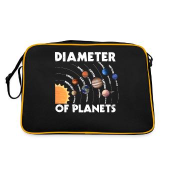 Diamètre des planètes, système solaire, planète - Sac Retro - noir/or - Dos