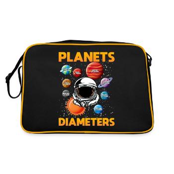 Diamètre des planètes, système solaire, planète - Sac Retro - noir/or - Dos