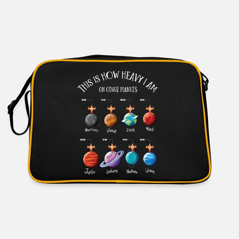 Planeten, Universum, Schwer Auf Planeten - Retro Tasche - Schwarz/Gold