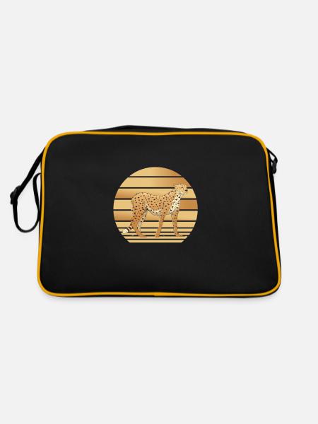 Gepard Leopard - Retro Tasche - Schwarz/Gold