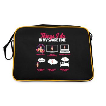 K Pop, Dinge, Die Ich In Meiner Freizeit Tue - Retro Tasche - Schwarz/Gold - Hinten