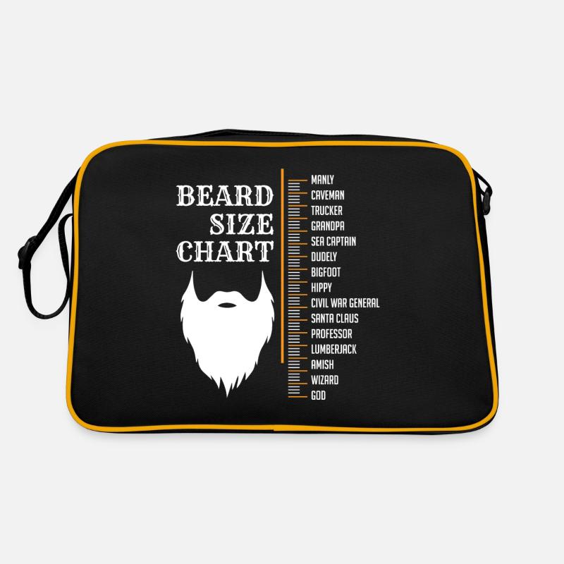 Bär Größentabelle, Bärtig, Bärte - Retro Tasche - Schwarz/Gold
