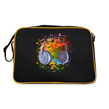 Kopfhörer Musikliebhaber Geschenk Musik Musik - Retro Tasche - Schwarz/Gold - Hinten