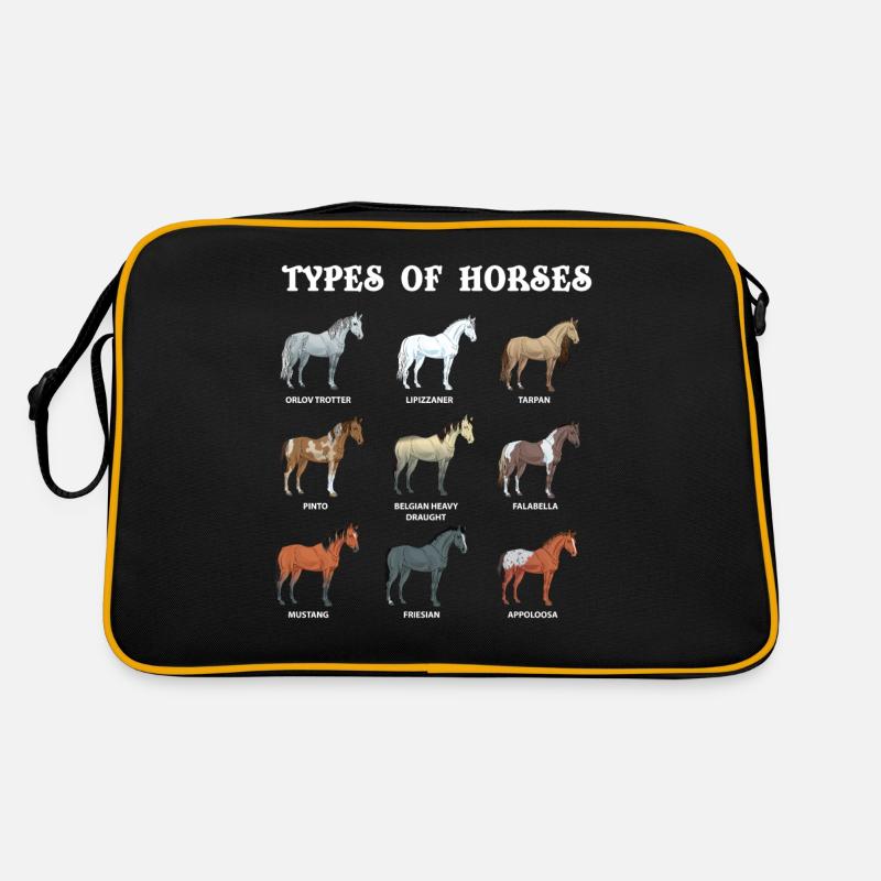 Arten Von Pferden, Pferd, Araber - Retro Tasche - Schwarz/Gold