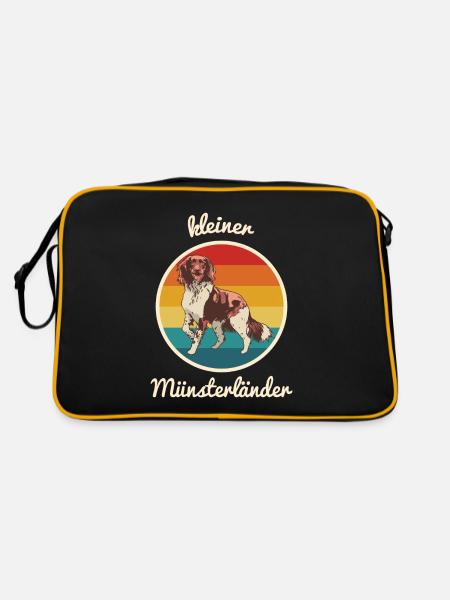 Petit Münsterländer Münsti Mundsterlander Hund - Sac Retro - noir/or