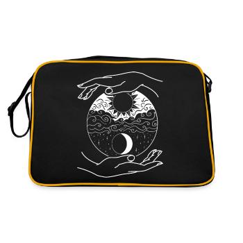 Sonnen- Und Mond-Yoga, Yin Yang Moon Phasen - Retro Tasche - Schwarz/Gold - Hinten