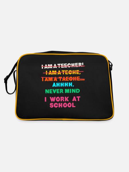 TEacher, Ich Arbeite An Einer Schule, Funny - Retro Tasche - Schwarz/Gold - Hinten