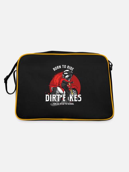 Born To Ride School Dirt Bike Motocross - Retro Bag - black/gold - Back